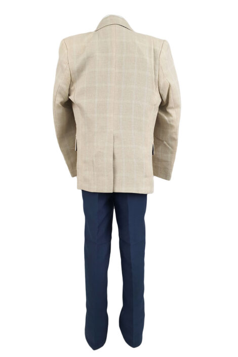 Costum casual-elegant 4 piese crem-bleumarin