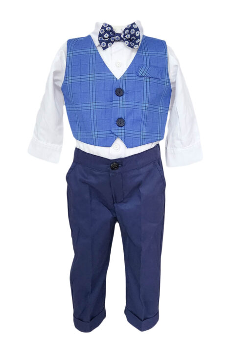 Costum botez Baby Boss, culoare albastru-bleumarin