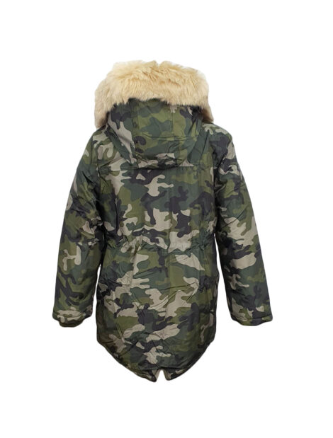 Geaca din fas de culoare kaki cu gluga pentru baieti