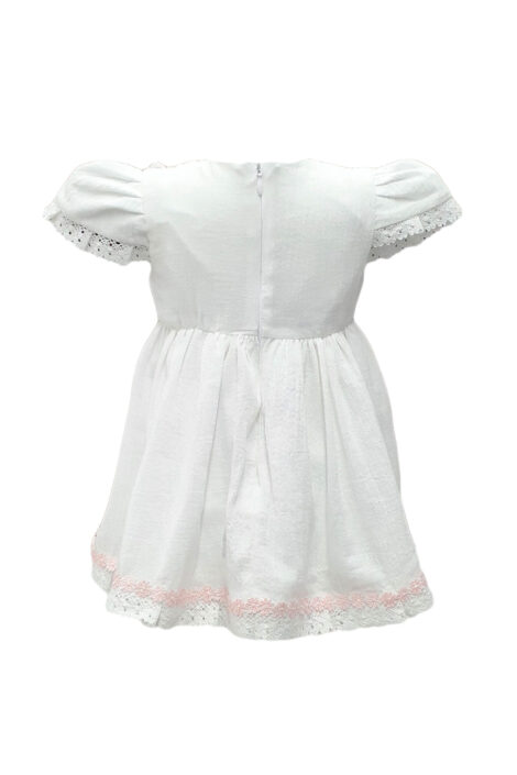 Rochie casual pentru fetite din in culoare alba