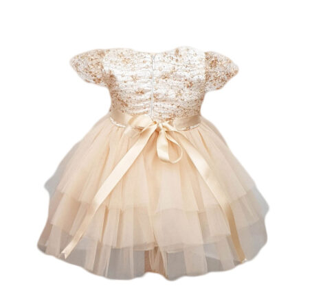 Rochie botez, model Flori, culoare alb-crem