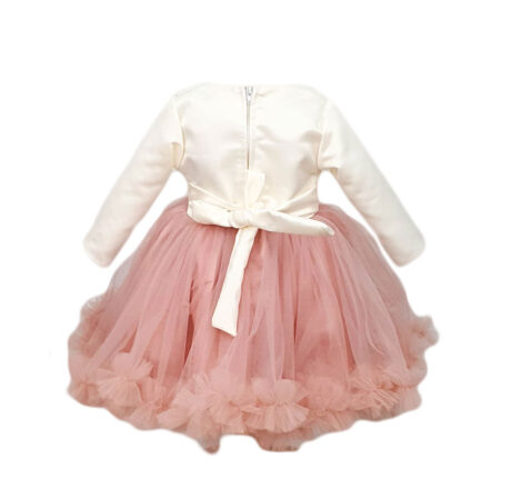 Rochie botez, model Flori, culoare alb-roz