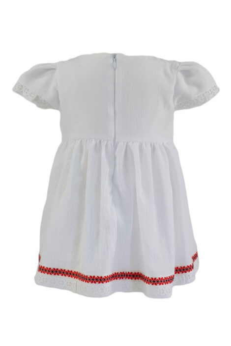 Rochie botez, model Miss, culoare alb-rosu