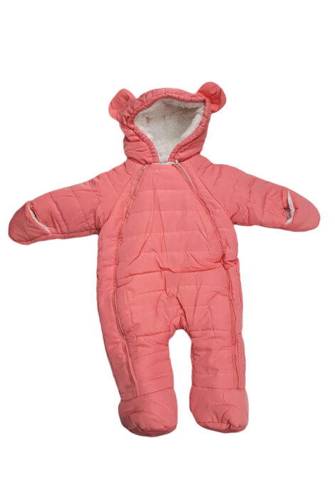 Salopeta bebe, model Urs, din fas de culoare roz