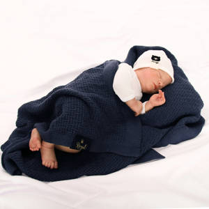 Pătură din bambus - bumbac pentru bebeluși albastru marin Pony