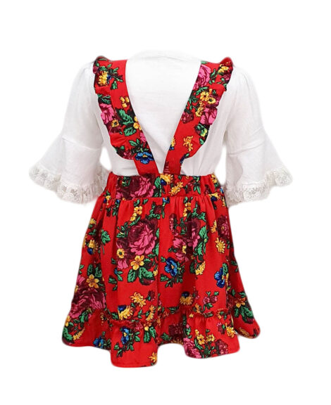 Fusta cu bretele+bluza panza topita