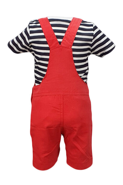 Compleu bebe, salopeta si tricou culoare rosie