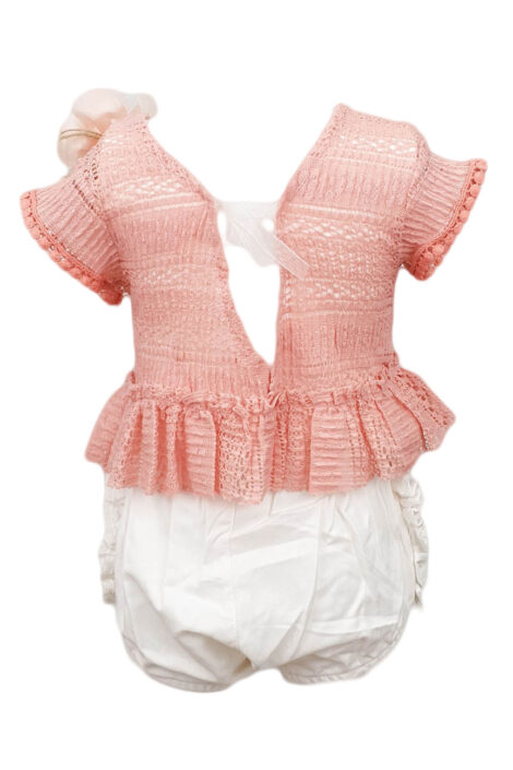 Compleu bebe, 2 piese alb-roz
