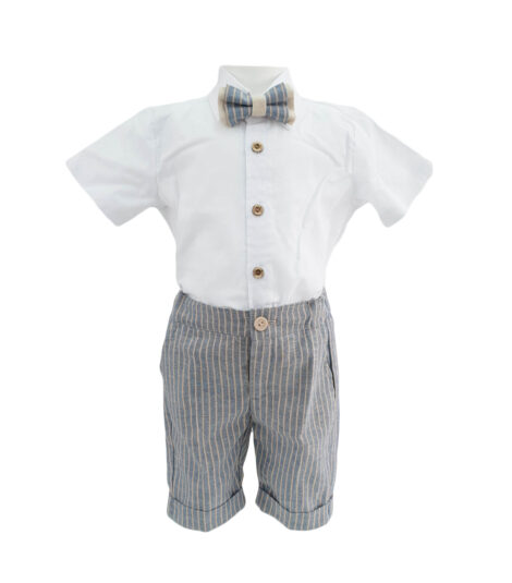 Costum botez, 6 piese, culoare crem