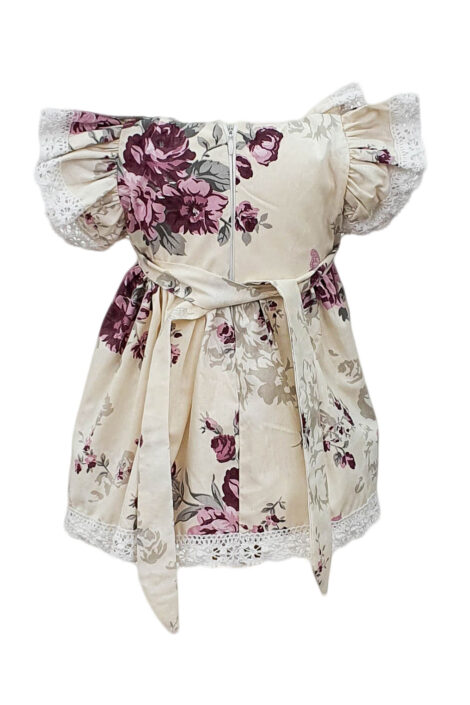 Rochie botez cu maneca scurta, model Corina, culoare mov-alb