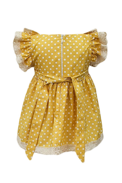 Rochita casual fete cu maneci scurte, 2 piese, culoare galbena