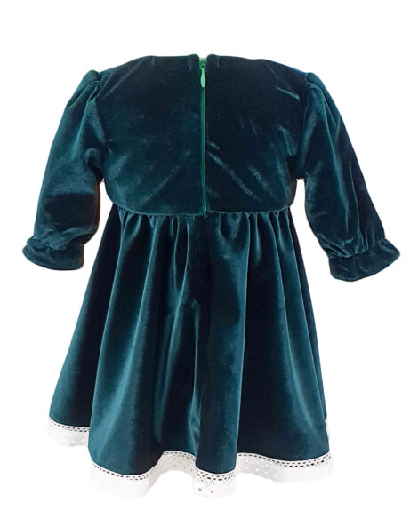Rochie catifea pentru botez culoare verde
