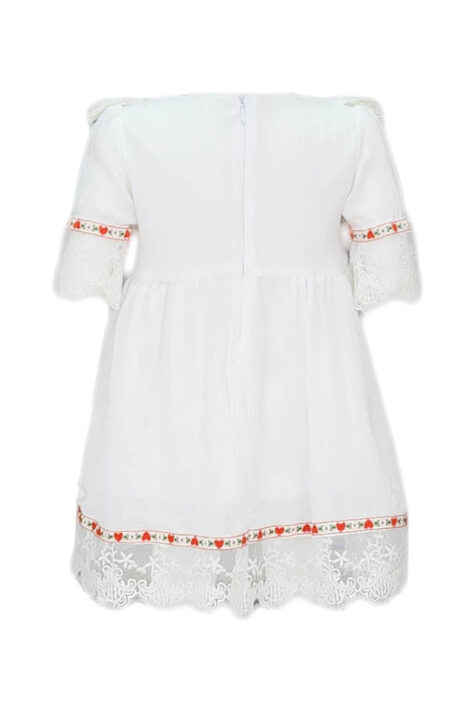Rochita fetite cu motive traditionale, culoare alba