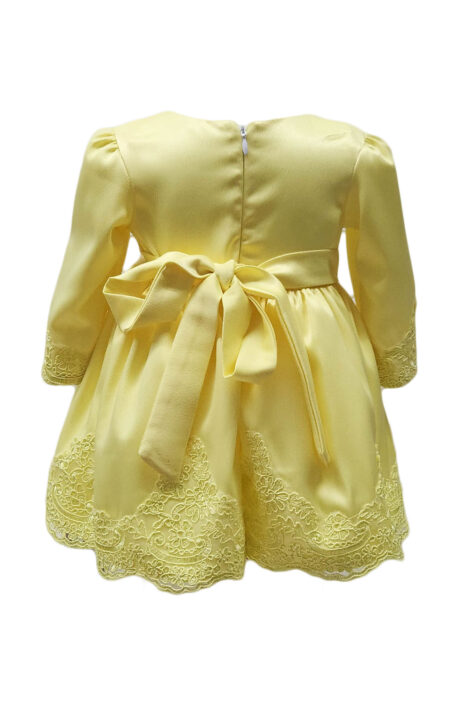 Rochie botez cu maneca lunga, model Regina, culoare galbena