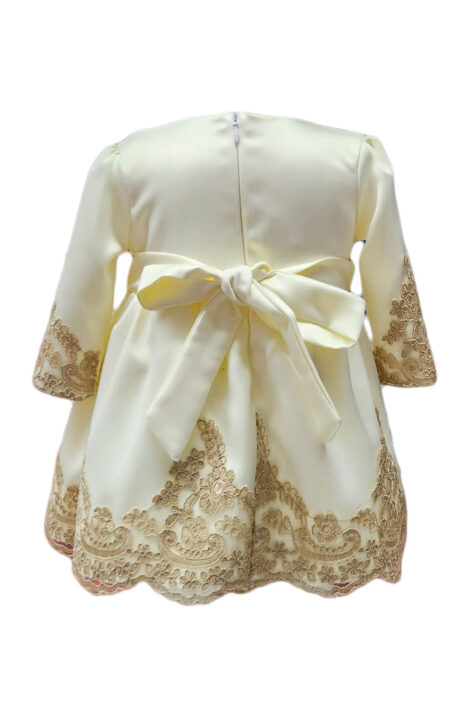 Rochie botez cu maneca lunga, model Regina, culoare crem