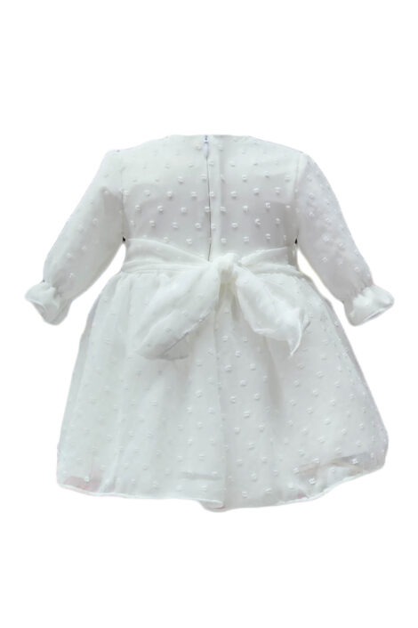 Rochita botez cu maneca lunga 2 piese albe