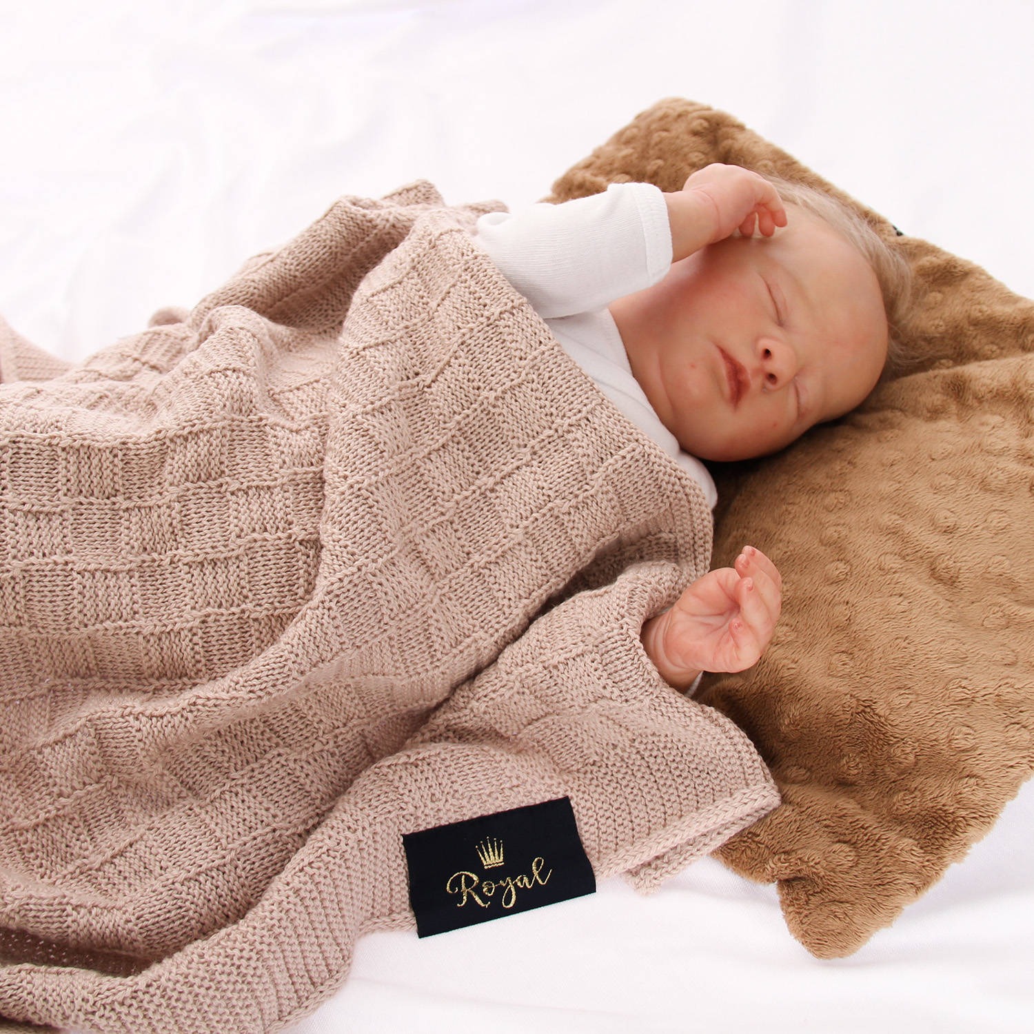 Pătură din lână pentru bebeluși crem, model Elf