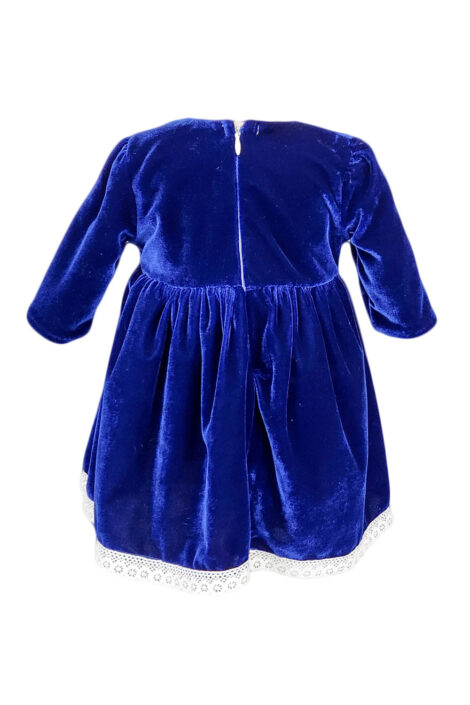 Rochie catifea pentru botez culoare albastra