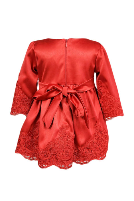 Rochie botez cu maneca lunga, model Regina, culoare rosie