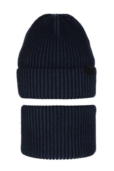 Set-de-iarna-pentru-baieti-Caciula-si-fular-circular-albastru