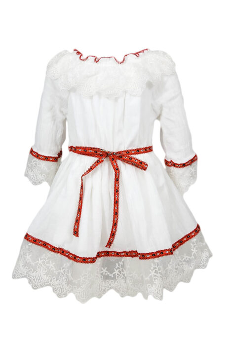 Rochie botez traditionala, model Ioana, culoare alba