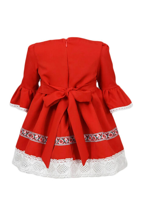 Rochie botez traditionala, model Ilinca, culoare rosie