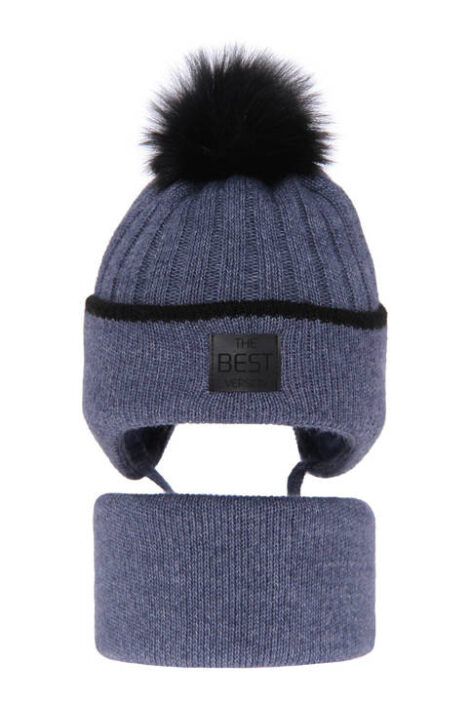 Set iarna baieti, caciula și fular albastru Orlando