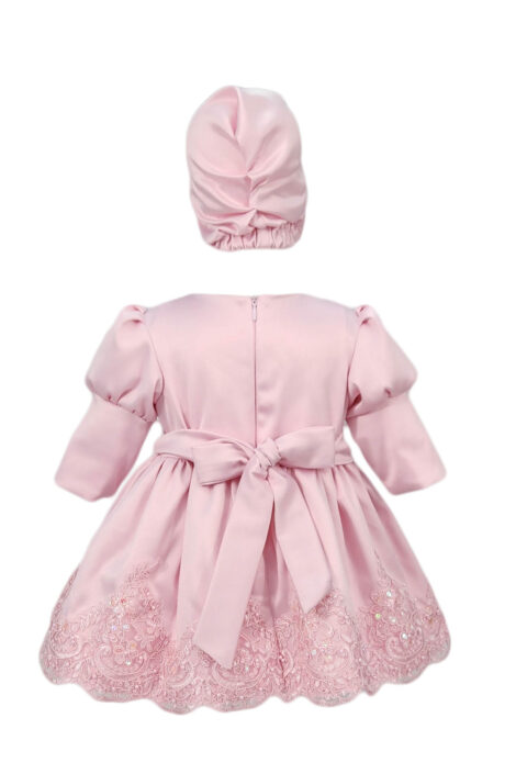 Rochita botez fetite cu turban, Rosy Bliss Ceremony, culoare roz