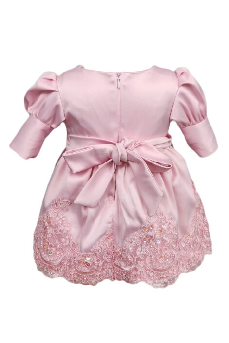 Rochita botez fetite cu turban, Rosy Bliss Ceremony, culoare roz prafuit