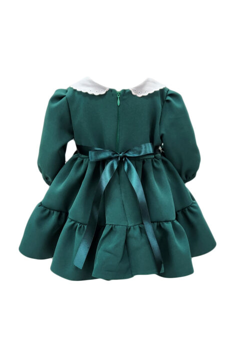 Rochita botez fetite, model Delicate Lace Christening Dress, culoare verde